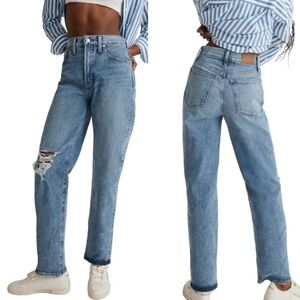 Madewell The Perfect Vintage Straight Jean High Rise Size 26 Cotton Stretch Blue